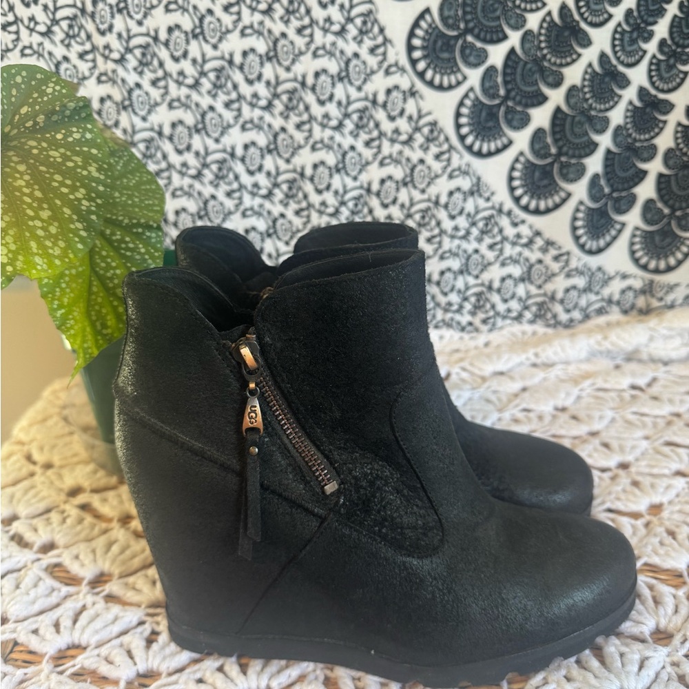 UGG Black Wedge Boots - Picture 5 of 8